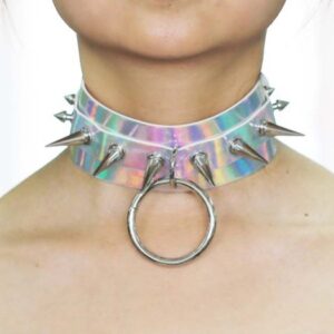 Collier à pointes Strobo Laser Argenté