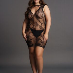 Robe sexy Grande Taille HIGH NECK Noire