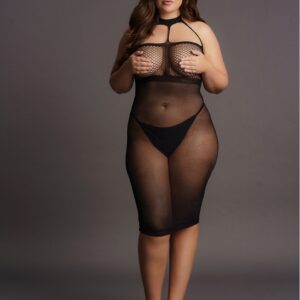 Robe Résille Grande taille HIGH NECK Noire