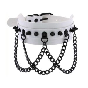 Collier à pointes Piky Blanc-Noir