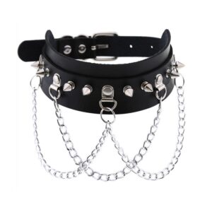 Collier à pointes Piky Noir-Argenté