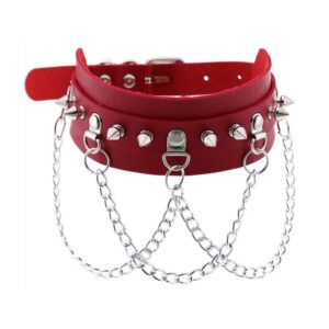 Collier à pointes Piky Rouge-Argenté