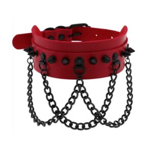 Collier à pointes Piky Rouge-Noir
