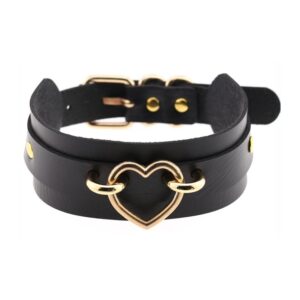 Collier Fantaisie Golden Heart Noir