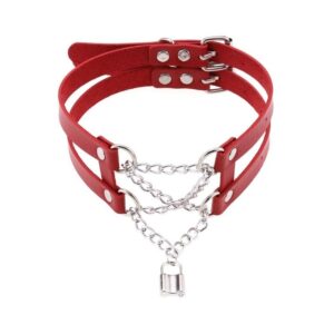 Collier Ras de cou Pendant Lock Rouge
