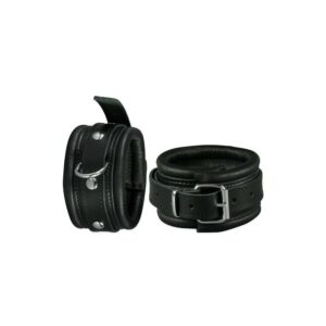 Menottes de chevilles en cuir 5cm Noir