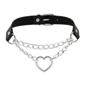 Metal Heart Collar With Chain BLACK