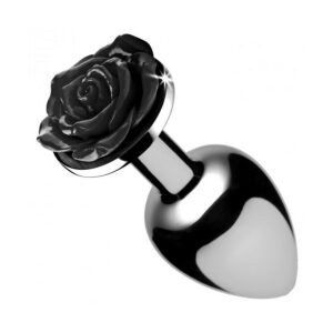 Plug Bijou avec Rose noire - 6.5 x 2.7 cm SMALL