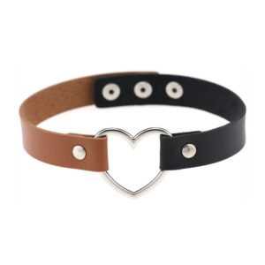 Ras de cou Bicolor Heart Noir-Marron