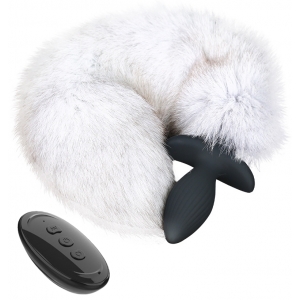 Plug vibrant avec queue Foxy 9 x 4cm | Queue 45 cm Blanc