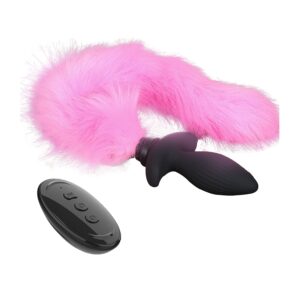 Plug vibrant avec Queue Foxy 9 x 4cm | Queue de 45cm Rose