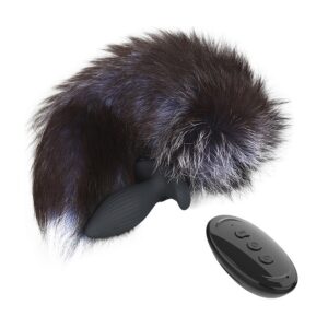 Plug vibrant avec Queue Foxy 9 x 4cm | Queue de 45cm Noir