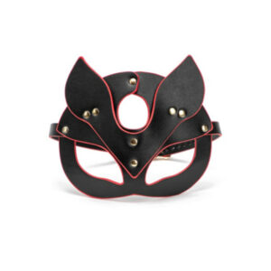 Masque félin cuir noir et rouge