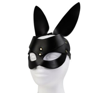 Masque lapin cuir noir