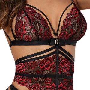 Soutien-gorge serre-taille noir et rouge Axami