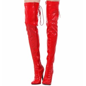 Cuissardes en simili-cuir verni rouge