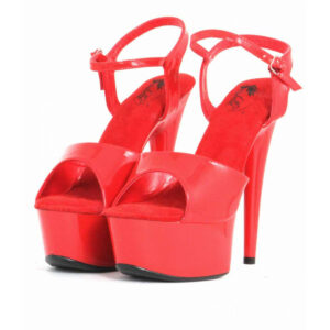 Sandales en vinyl rouge verni