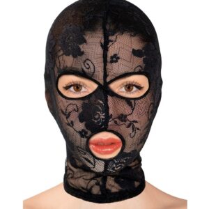 Cagoule dentelle ouverte bouche yeux