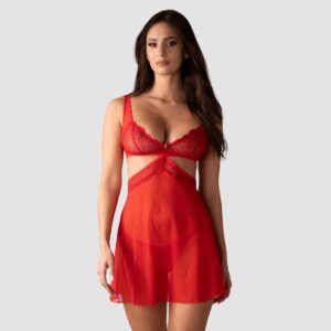 Cupide Desir nuisette et String - Rouge - Obsessive