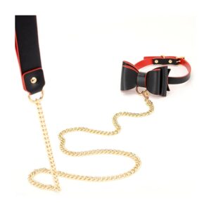 Collier Laisse Bowtie Noir et Rouge