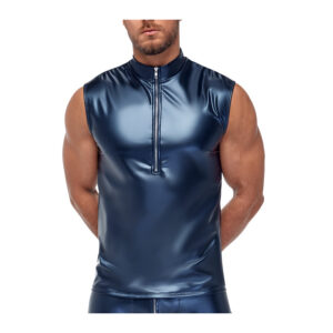 Débardeur avec zip Top Andio Bleu métallisé