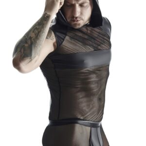 T-shirt à capuche wetlook et mesh - Regnes