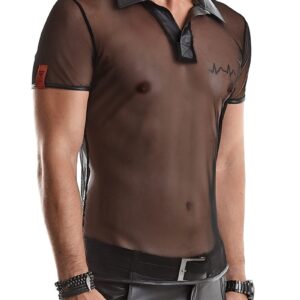 Polo en maille noire transparente - Regnes