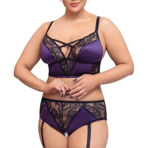 Ensemble ouvert satin et dentelle