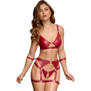 Ensemble ouvert 3pcs rouge avec menottes