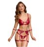 Ensemble ouvert 3pcs rouge avec menottes - XL