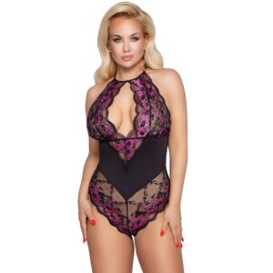 Body transparent en fine dentelle florale bicolore