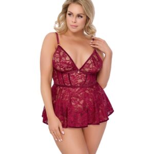 Nuisette avec culotte ouverte rouge