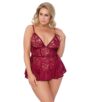 Nuisette avec culotte ouverte rouge - XL