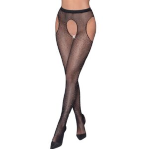 Collant ouvert résille pailleté