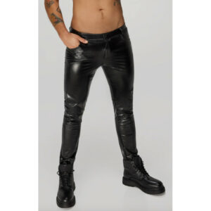 Pantalon long en wetlook serpent avec poches arrière