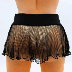 Mini jupe noire en résille large transparente Sofia