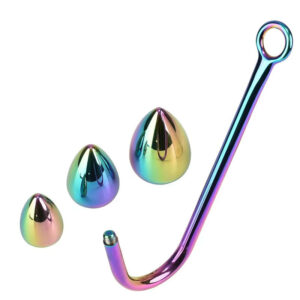 Crochet bondage set de 3 plugs inox - Arc en ciel