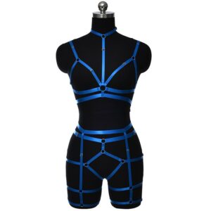Ensemble lingerie harnais bleu