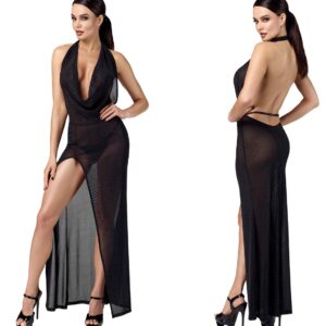 Robe longue fendue Onyx - Noir Handmade