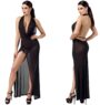 Robe longue fendue Onyx - Noir Handmade - S