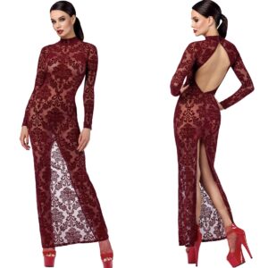 Robe fendue en tulle floqué Kink Royal - Noir Handmade