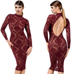 Robe fourreau en tulle floqué Kink Royal - Noir Handmade