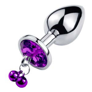Plug bijou aluminium violet avec clochettes Taille S