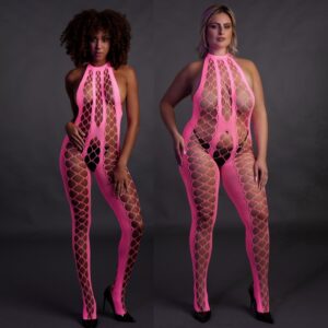 Combinaison Filet et Dos nu Rose Fluo