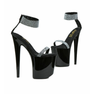 Sandales noir avec strass et talon 19.5cm