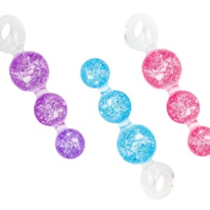 Chapelet anal Crystaltrio Bleu, rose ou violet 14 x 4.5cm