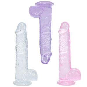 Gode Crystal Clear Transparent, violet ou rose 11 x 2.7cm