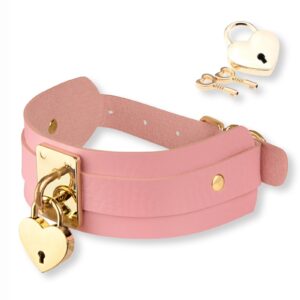 Cœur Collier rose or cadenas cœur