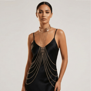 Bijou Tour de cou trois anneaux avec chaines de corps doré ou argenté