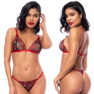 Ensemble 2 pièces noir et rouge à coeurs